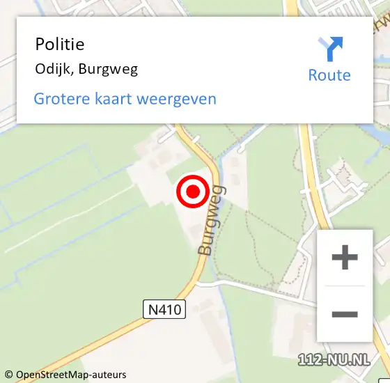 Locatie op kaart van de 112 melding: Politie Odijk, Burgweg op 8 oktober 2013 08:09