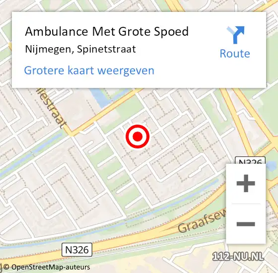 Locatie op kaart van de 112 melding: Ambulance Met Grote Spoed Naar Nijmegen, Spinetstraat op 2 april 2022 17:22