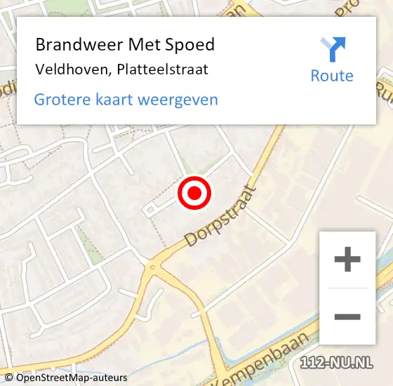 Locatie op kaart van de 112 melding: Brandweer Met Spoed Naar Veldhoven, Platteelstraat op 2 april 2022 17:25