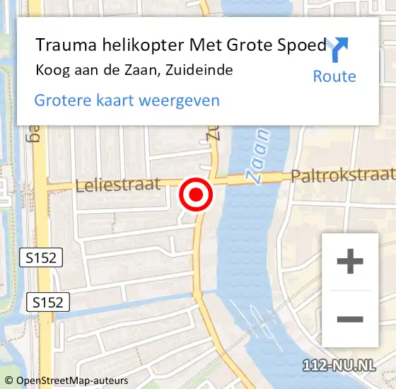 Locatie op kaart van de 112 melding: Trauma helikopter Met Grote Spoed Naar Koog aan de Zaan, Zuideinde op 2 april 2022 17:30