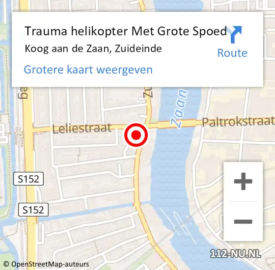 Locatie op kaart van de 112 melding: Trauma helikopter Met Grote Spoed Naar Koog aan de Zaan, Zuideinde op 2 april 2022 17:35