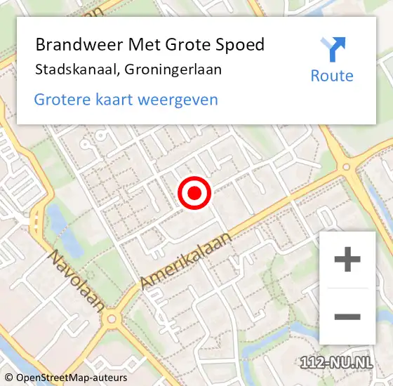 Locatie op kaart van de 112 melding: Brandweer Met Grote Spoed Naar Stadskanaal, Groningerlaan op 2 april 2022 17:47