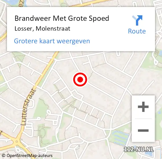 Locatie op kaart van de 112 melding: Brandweer Met Grote Spoed Naar Losser, Molenstraat op 2 april 2022 17:49