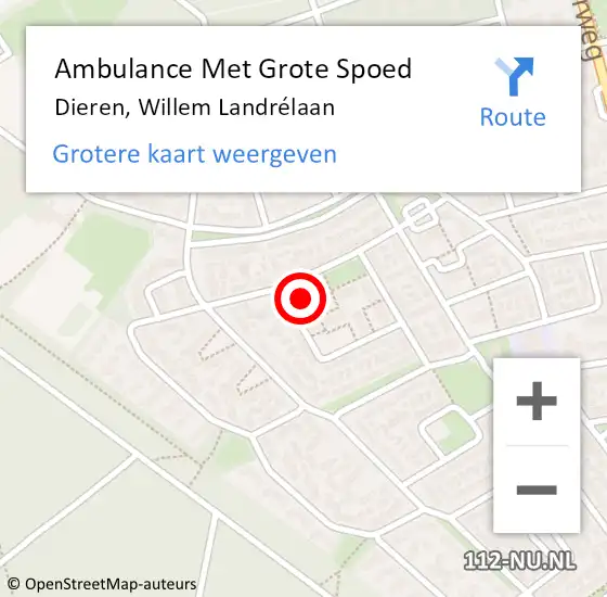 Locatie op kaart van de 112 melding: Ambulance Met Grote Spoed Naar Dieren, Willem Landrélaan op 2 april 2022 18:15