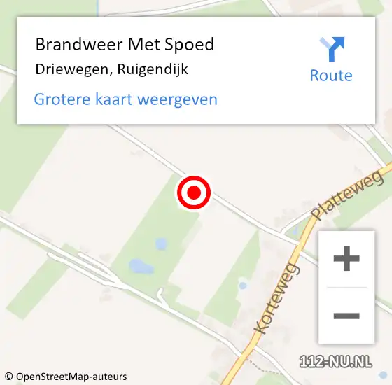 Locatie op kaart van de 112 melding: Brandweer Met Spoed Naar Driewegen, Ruigendijk op 2 april 2022 18:44