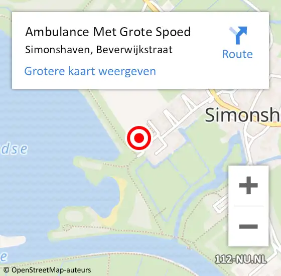 Locatie op kaart van de 112 melding: Ambulance Met Grote Spoed Naar Simonshaven, Beverwijkstraat op 2 april 2022 18:46