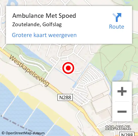 Locatie op kaart van de 112 melding: Ambulance Met Spoed Naar Zoutelande, Golfslag op 8 oktober 2013 08:10