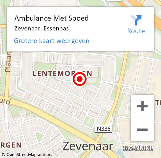 Locatie op kaart van de 112 melding: Ambulance Met Spoed Naar Zevenaar, Essenpas op 2 april 2022 19:09
