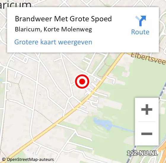 Locatie op kaart van de 112 melding: Brandweer Met Grote Spoed Naar Blaricum, Korte Molenweg op 2 april 2022 19:13