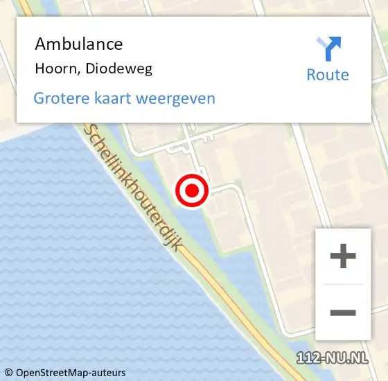 Locatie op kaart van de 112 melding: Ambulance Hoorn, Diodeweg op 2 april 2022 19:30