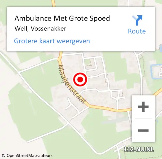 Locatie op kaart van de 112 melding: Ambulance Met Grote Spoed Naar Well, Vossenakker op 2 april 2022 19:31