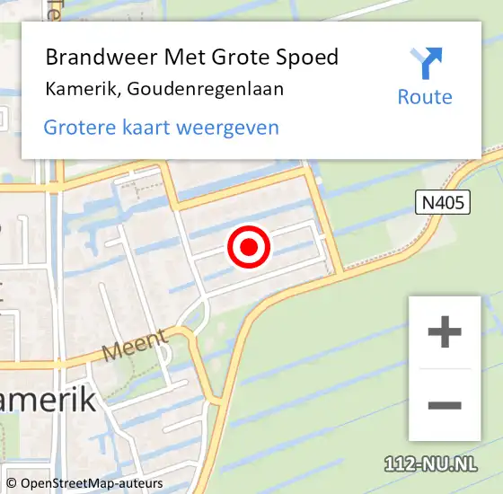 Locatie op kaart van de 112 melding: Brandweer Met Grote Spoed Naar Kamerik, Goudenregenlaan op 2 april 2022 19:51