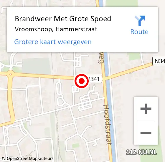 Locatie op kaart van de 112 melding: Brandweer Met Grote Spoed Naar Vroomshoop, Hammerstraat op 2 april 2022 20:03