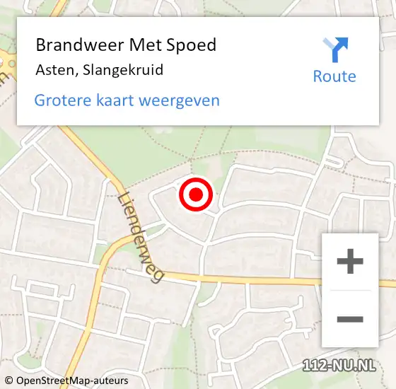 Locatie op kaart van de 112 melding: Brandweer Met Spoed Naar Asten, Slangekruid op 2 april 2022 20:13