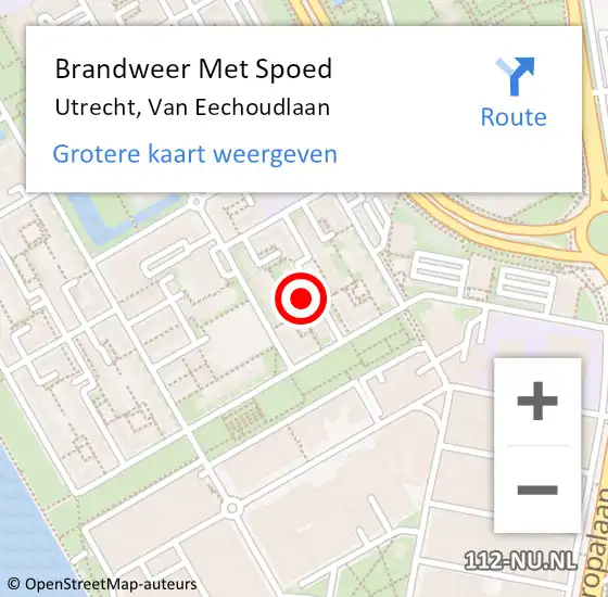 Locatie op kaart van de 112 melding: Brandweer Met Spoed Naar Utrecht, Van Eechoudlaan op 2 april 2022 20:28