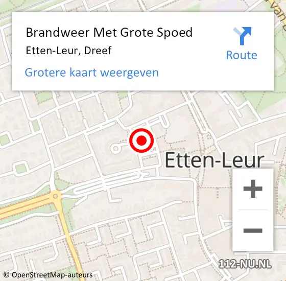 Locatie op kaart van de 112 melding: Brandweer Met Grote Spoed Naar Etten-Leur, Dreef op 2 april 2022 20:59