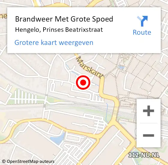 Locatie op kaart van de 112 melding: Brandweer Met Grote Spoed Naar Hengelo, Prinses Beatrixstraat op 2 april 2022 21:06