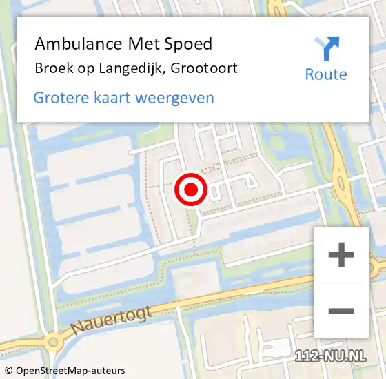 Locatie op kaart van de 112 melding: Ambulance Met Spoed Naar Broek op Langedijk, Grootoort op 2 april 2022 21:36