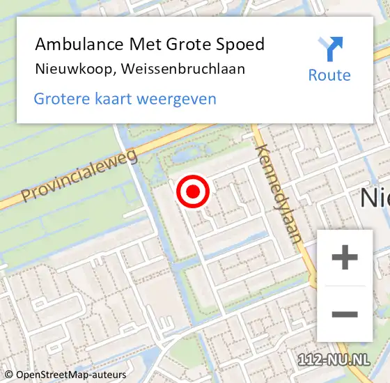 Locatie op kaart van de 112 melding: Ambulance Met Grote Spoed Naar Nieuwkoop, Weissenbruchlaan op 2 april 2022 21:48