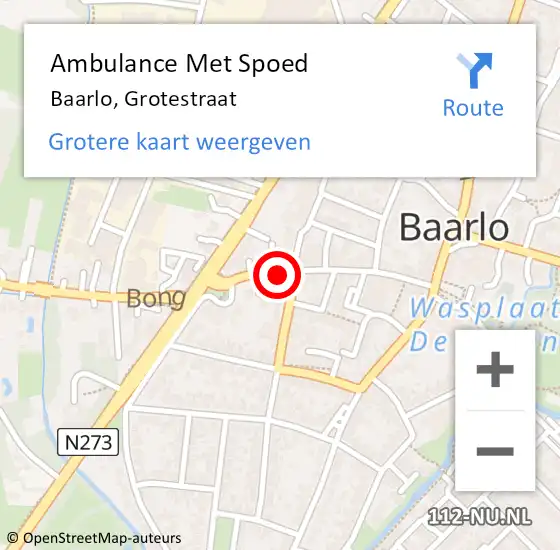 Locatie op kaart van de 112 melding: Ambulance Met Spoed Naar Baarlo, Grotestraat op 13 juli 2014 03:22