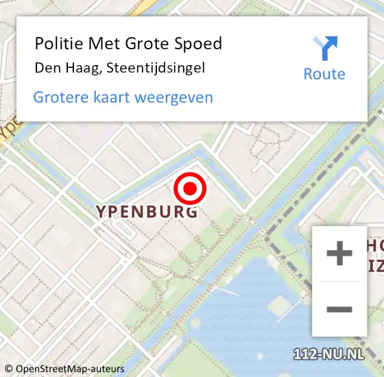 Locatie op kaart van de 112 melding: Politie Met Grote Spoed Naar Den Haag, Steentijdsingel op 2 april 2022 21:56