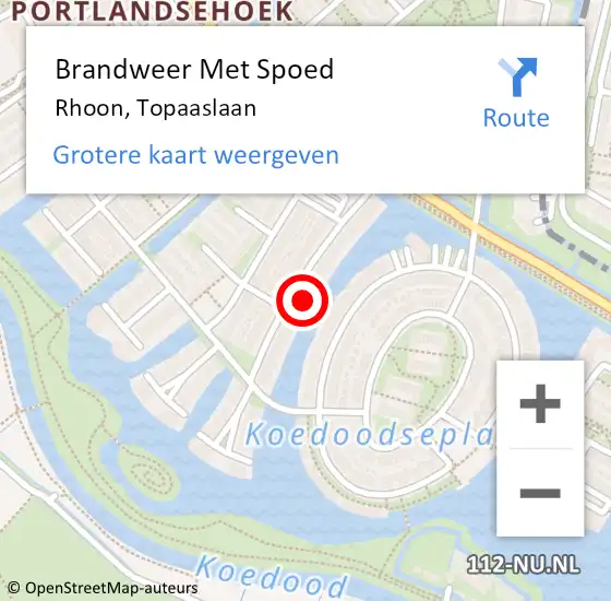 Locatie op kaart van de 112 melding: Brandweer Met Spoed Naar Rhoon, Topaaslaan op 2 april 2022 21:58