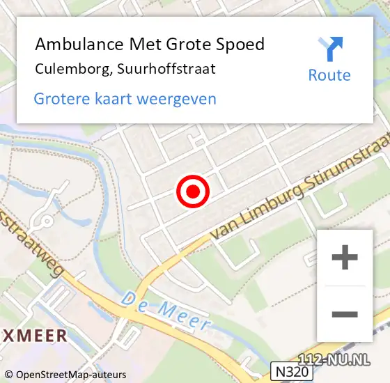 Locatie op kaart van de 112 melding: Ambulance Met Grote Spoed Naar Culemborg, Suurhoffstraat op 2 april 2022 22:20