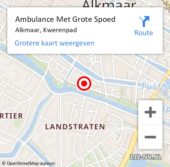 Locatie op kaart van de 112 melding: Ambulance Met Grote Spoed Naar Alkmaar, Kwerenpad op 2 april 2022 22:28