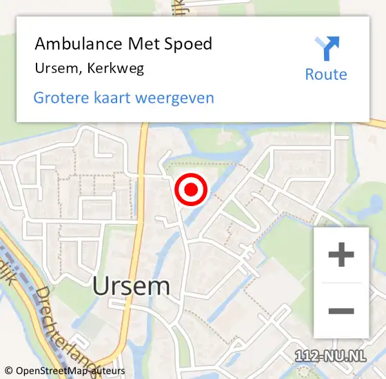 Locatie op kaart van de 112 melding: Ambulance Met Spoed Naar Ursem, Kerkweg op 2 april 2022 22:29