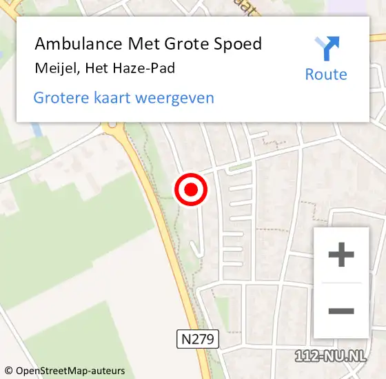 Locatie op kaart van de 112 melding: Ambulance Met Grote Spoed Naar Meijel, Het Haze-Pad op 13 juli 2014 03:30