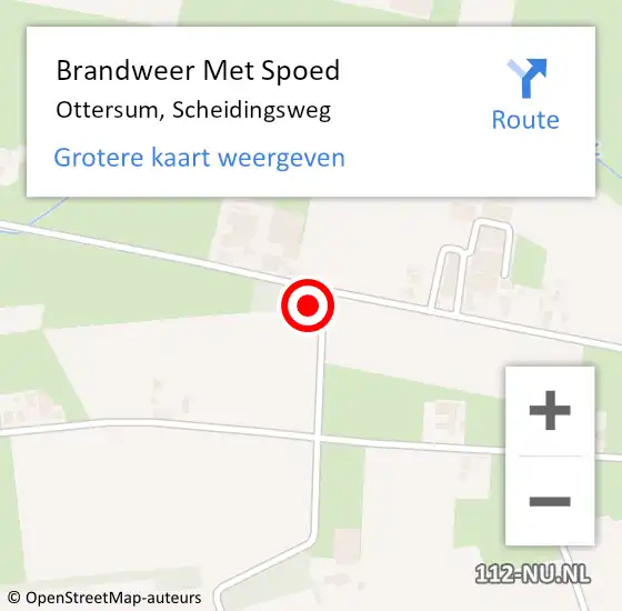 Locatie op kaart van de 112 melding: Brandweer Met Spoed Naar Ottersum, Scheidingsweg op 2 april 2022 22:40