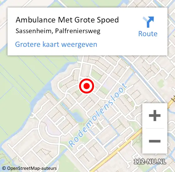 Locatie op kaart van de 112 melding: Ambulance Met Grote Spoed Naar Sassenheim, Palfreniersweg op 2 april 2022 22:44