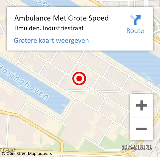 Locatie op kaart van de 112 melding: Ambulance Met Grote Spoed Naar IJmuiden, Industriestraat op 2 april 2022 23:06