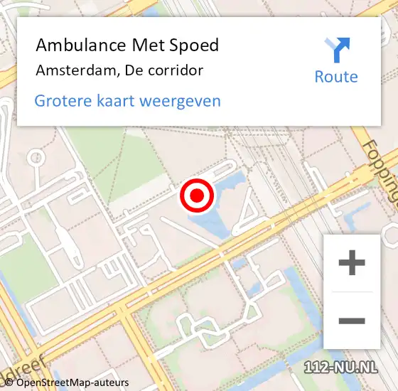 Locatie op kaart van de 112 melding: Ambulance Met Spoed Naar Amsterdam-Zuidoost, De corridor op 2 april 2022 23:38