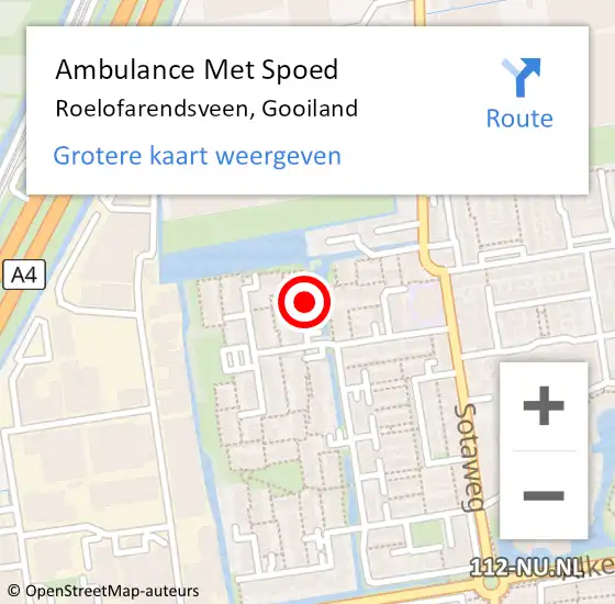 Locatie op kaart van de 112 melding: Ambulance Met Spoed Naar Roelofarendsveen, Gooiland op 2 april 2022 23:40