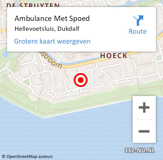 Locatie op kaart van de 112 melding: Ambulance Met Spoed Naar Hellevoetsluis, Dukdalf op 3 april 2022 00:01