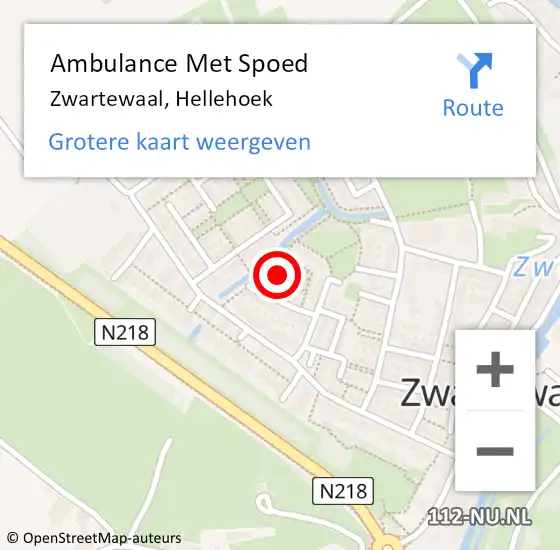 Locatie op kaart van de 112 melding: Ambulance Met Spoed Naar Zwartewaal, Hellehoek op 3 april 2022 00:25