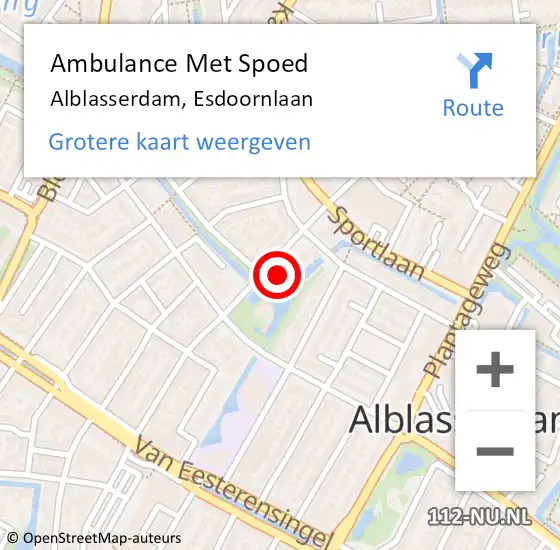 Locatie op kaart van de 112 melding: Ambulance Met Spoed Naar Alblasserdam, Esdoornlaan op 3 april 2022 00:38