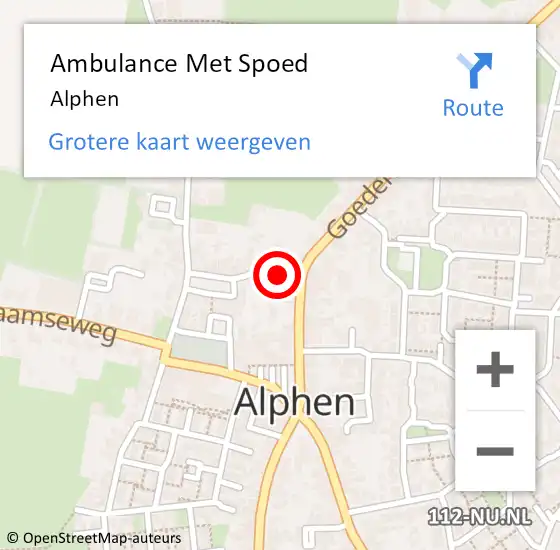 Locatie op kaart van de 112 melding: Ambulance Met Spoed Naar Alphen op 3 april 2022 00:39