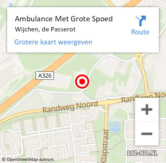 Locatie op kaart van de 112 melding: Ambulance Met Grote Spoed Naar Wijchen, de Passerot op 3 april 2022 00:44