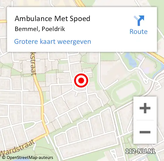 Locatie op kaart van de 112 melding: Ambulance Met Spoed Naar Bemmel, Poeldrik op 3 april 2022 00:46