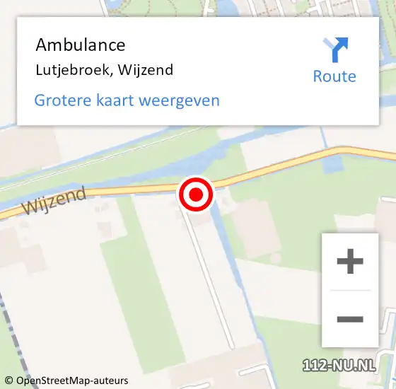 Locatie op kaart van de 112 melding: Ambulance Lutjebroek, Wijzend op 3 april 2022 00:48