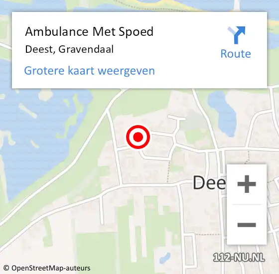 Locatie op kaart van de 112 melding: Ambulance Met Spoed Naar Deest, Gravendaal op 3 april 2022 00:54