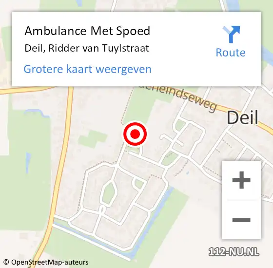 Locatie op kaart van de 112 melding: Ambulance Met Spoed Naar Deil, Ridder van Tuylstraat op 3 april 2022 01:39