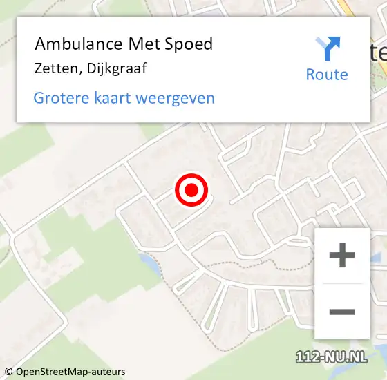 Locatie op kaart van de 112 melding: Ambulance Met Spoed Naar Zetten, Dijkgraaf op 3 april 2022 01:50