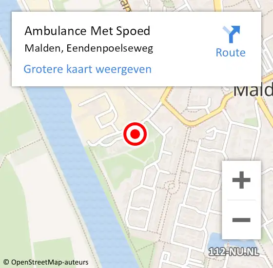 Locatie op kaart van de 112 melding: Ambulance Met Spoed Naar Malden, Eendenpoelseweg op 3 april 2022 01:57