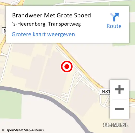 Locatie op kaart van de 112 melding: Brandweer Met Grote Spoed Naar 's-Heerenberg, Transportweg op 3 april 2022 01:58