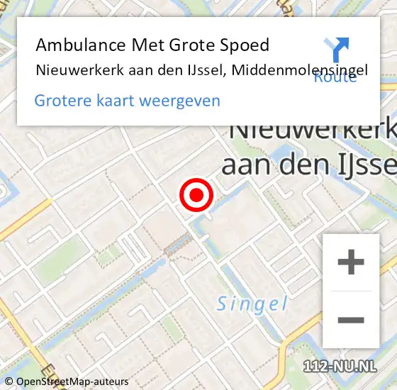 Locatie op kaart van de 112 melding: Ambulance Met Grote Spoed Naar Nieuwerkerk aan den IJssel, Middenmolensingel op 3 april 2022 02:27