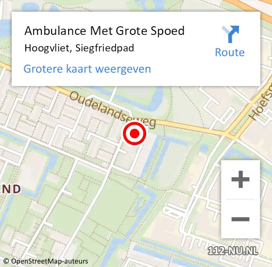 Locatie op kaart van de 112 melding: Ambulance Met Grote Spoed Naar Hoogvliet, Siegfriedpad op 3 april 2022 02:29