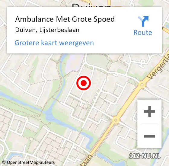 Locatie op kaart van de 112 melding: Ambulance Met Grote Spoed Naar Duiven, Lijsterbeslaan op 3 april 2022 02:36